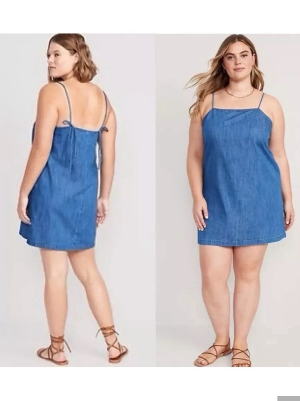Old Navy Blue Denim Mini Dress with Tie Straps